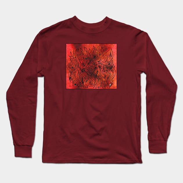 Fiery Eyes Long Sleeve T-Shirt by Tiger Torre